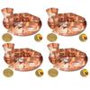 Prisha India Craft Indian Dinnerware Pure Copper Thali Set Dia 12" Traditional Dinner Set of 4