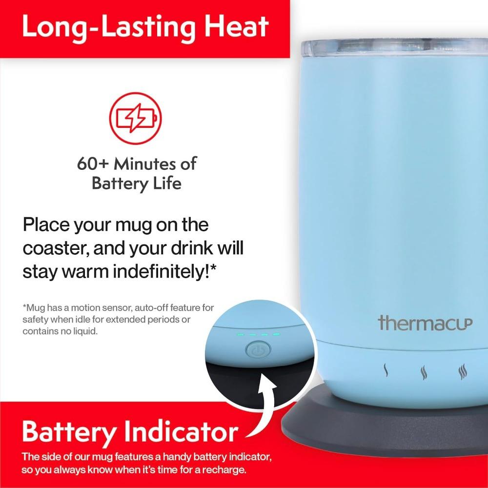 Самонагревающаяся терморегулируемая кофейная кружка с крышкой, светодиодная электрическая чашка Smart Cup, 3 настраиваемых режима нагрева