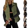 Women Lightweight Stand Collar Sleeveless Winter Warm Zip Up Padded Outerwear Jackets With Pockets