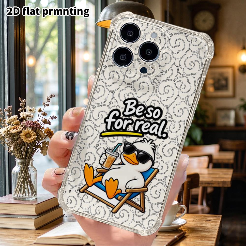 Чехол для телефона: 2D плоский, подходит для iPhone 18 17 16 15 14 13 Pro, прозрачный защитный чехол с углами, праздничный утенок, рождественский и хэллоуинский подарок