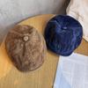 Cotton Vintage Corduroy Cap With Curved Brim Fashionable Breathable Duckbill Hat