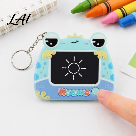 Student Decompression Toy Mini Drawing Board Keychain for Kids Cartoon Frog Writing Pad with Erasable Key Ring Hanging Doodle Sketch School