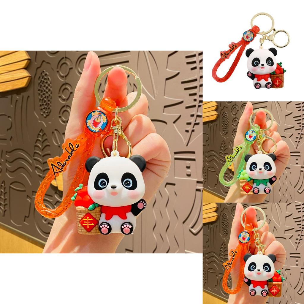 Adorable Cartoon Harvest Panda Keychain Plush Bag Charm Car Ornament Gift
