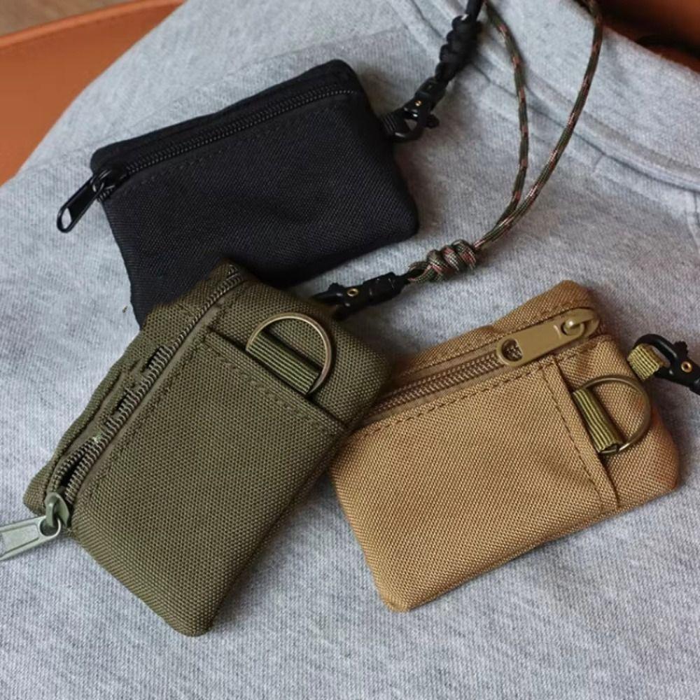Zipper Hanging Neck Coin Purse Casual Small Card Holder Convenient Oxford Cloth Mini Wallet Sports