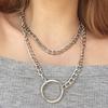 Women Punk Multilayer Metal Retro Ring Chain Necklace Costume Jewelry