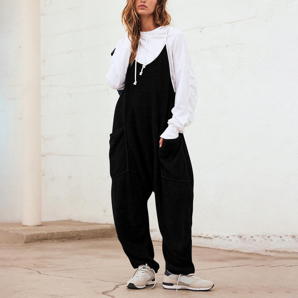 Женские флисовые комбинезоны, цельные комбинезоны, регулируемые лямки для чулок, теплые зимние пушистые лыжные брюки