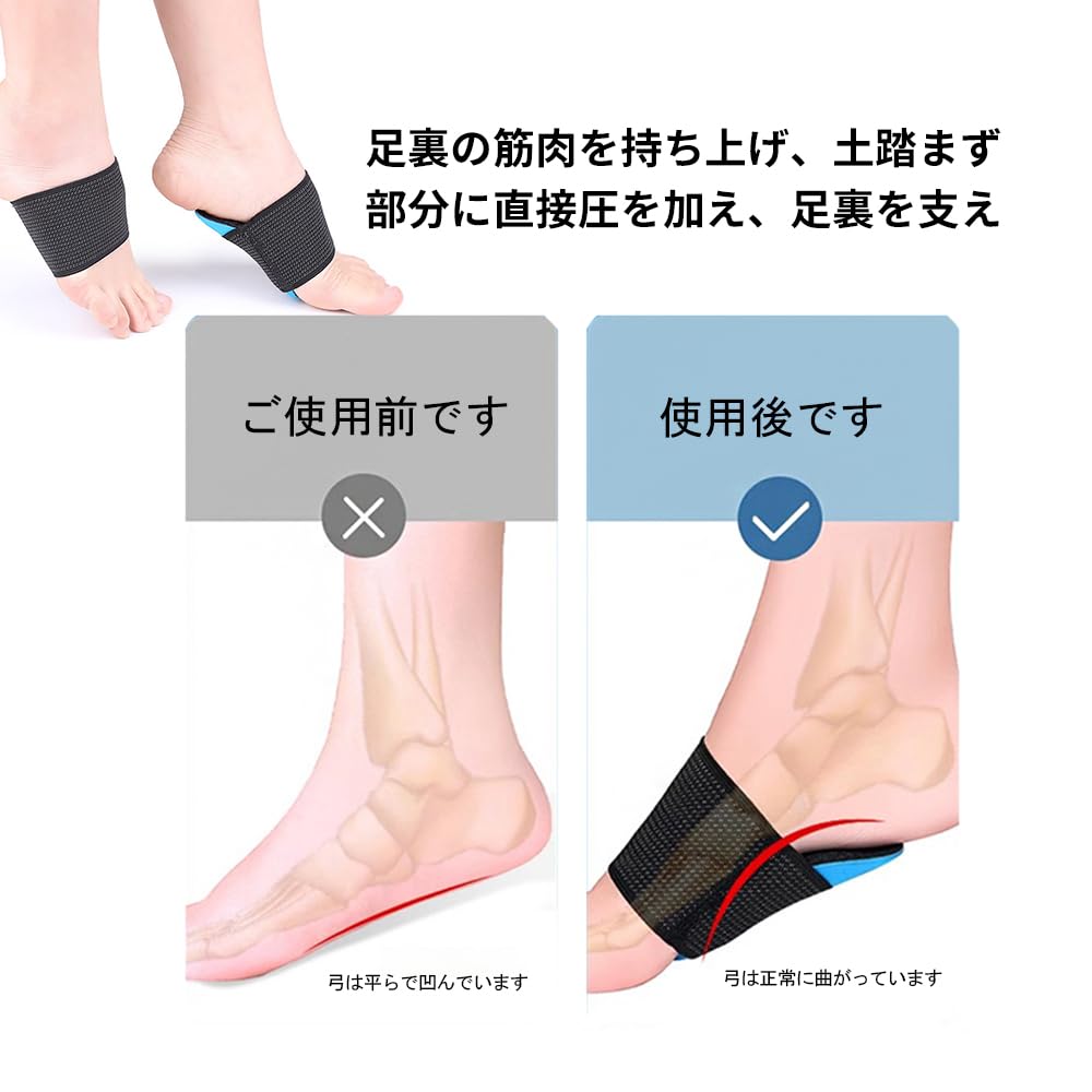 YFFSFDC Arch Foot Supporter Set of 2 for 1 Standing Daily Protective Sole of Shock Burden Black Protection, Pair, Climbing, Work, Life, Pad, Foot,