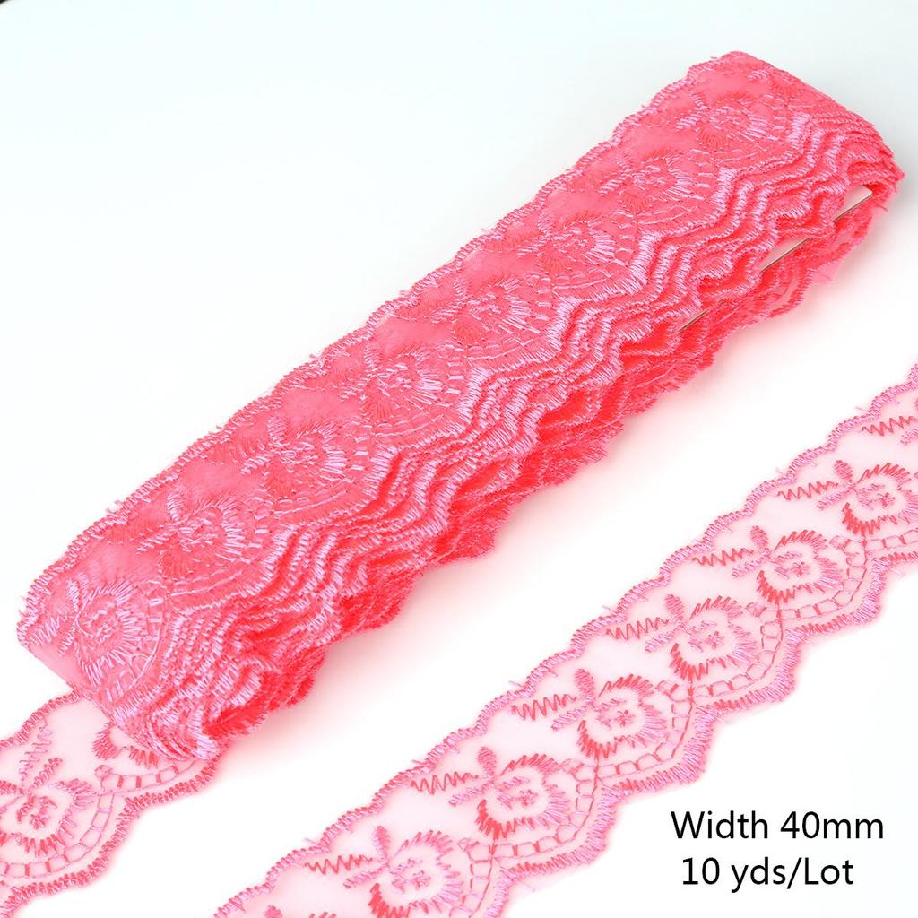 10yards/lot Multi-Color Lace Trim Fabric 40MM Embroidered Net Lace Trim For Sewing Decoration DIY Embroidered Lace Ribbon
