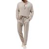 Spring and Autumn Men's Solid Color Casual T-shirt Long-sleeved Shirt Trousers Suit