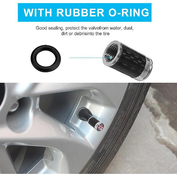 4 PCS Car Tire Valve Stem Caps, Leakproof Auto Rim Wheel Valve Stem Cap with O Rubber Seal, Dustproof Stem Covers for Car SUV Bike Truck Motorcycle,