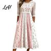 Elegant Daily Commuter Dresses Long Sleeve Floral Dress Women Cottagecore Waist Cinching Office Work for Autumn Midi Dress Vacation Street Party Date