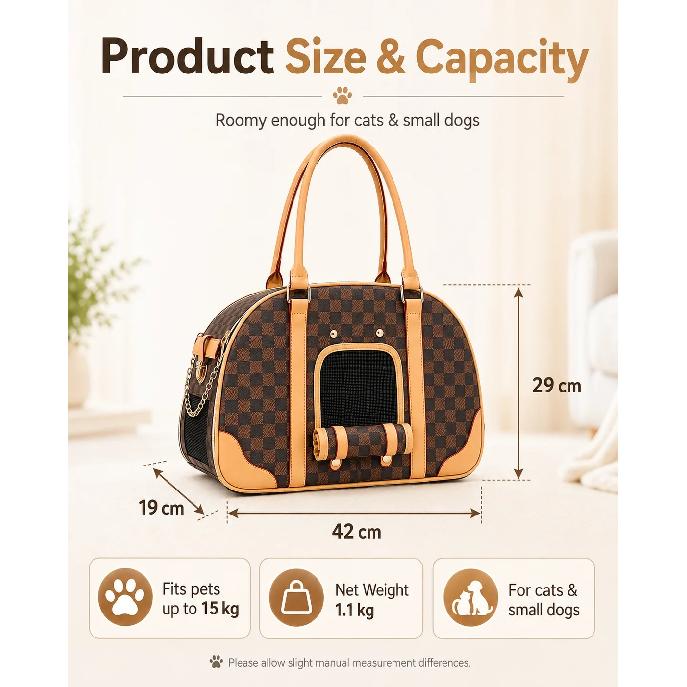 Multifunctional Casual Pet Carrier, Stylish Breathable Portable Shoulder Bag for Cats & Small Dogs, Fit for Teddy, Bichon Frise