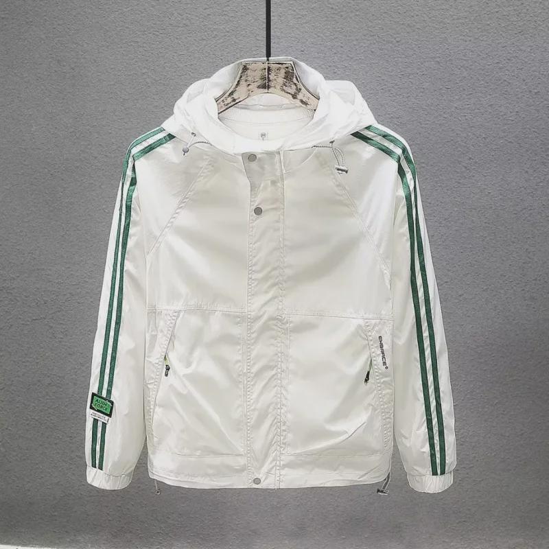 2024 Spring & Autumn Men's Hooded Sports Windbreaker - Loose, Lightweight, Fashion Jacket