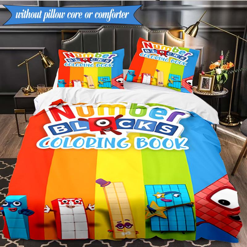 Number-Blocks Adventure 3pcs K-pop music group Bedding set,Ideal for Bedroom, Dormitory,Including Duvet Cover And 2pcs Pillowcases,Fan gifts