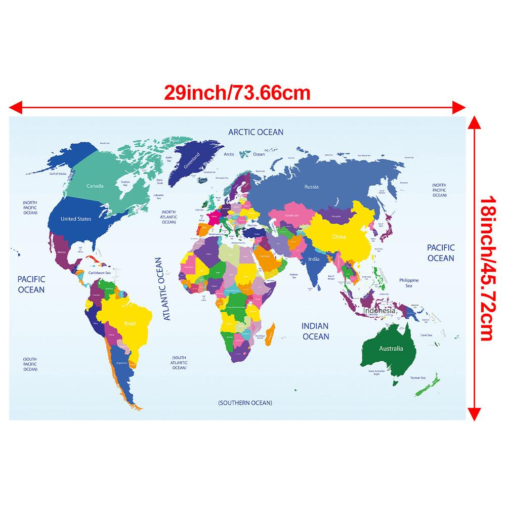 Декоративный постер «Карта мира» Холст с распылением Настенный декор Школьные принадлежности Гостиная Украшение для дома