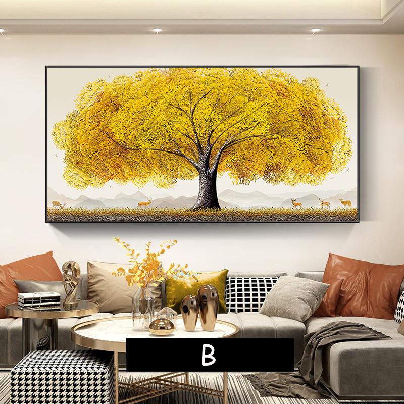 Yellow Golden Money Tree for Living Room Decoration Painting Rich Tree Canvas Painting Wall Pictures Landsdcape Posters Prints