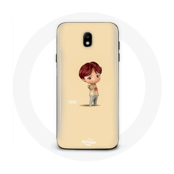 Coque - Maniacase - Samsung Galaxy J7 2017 - Noir - BTS TinyTAN Animation Suga - Souple
