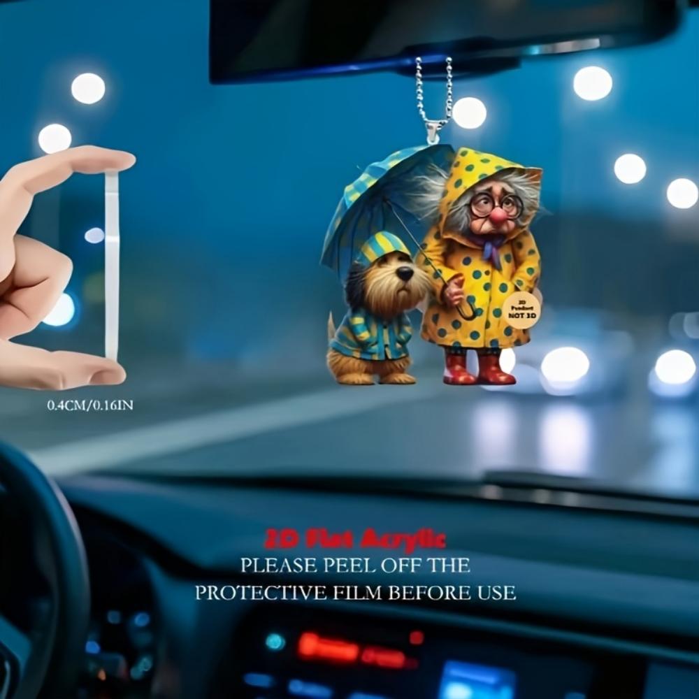 6PCS Acrylic Granny Pendants,Christmas Tree and Pendant Home Window Decor Holiday Souvenirs, Christmas Tree Pendants Perfect for Car Mirror Pendants