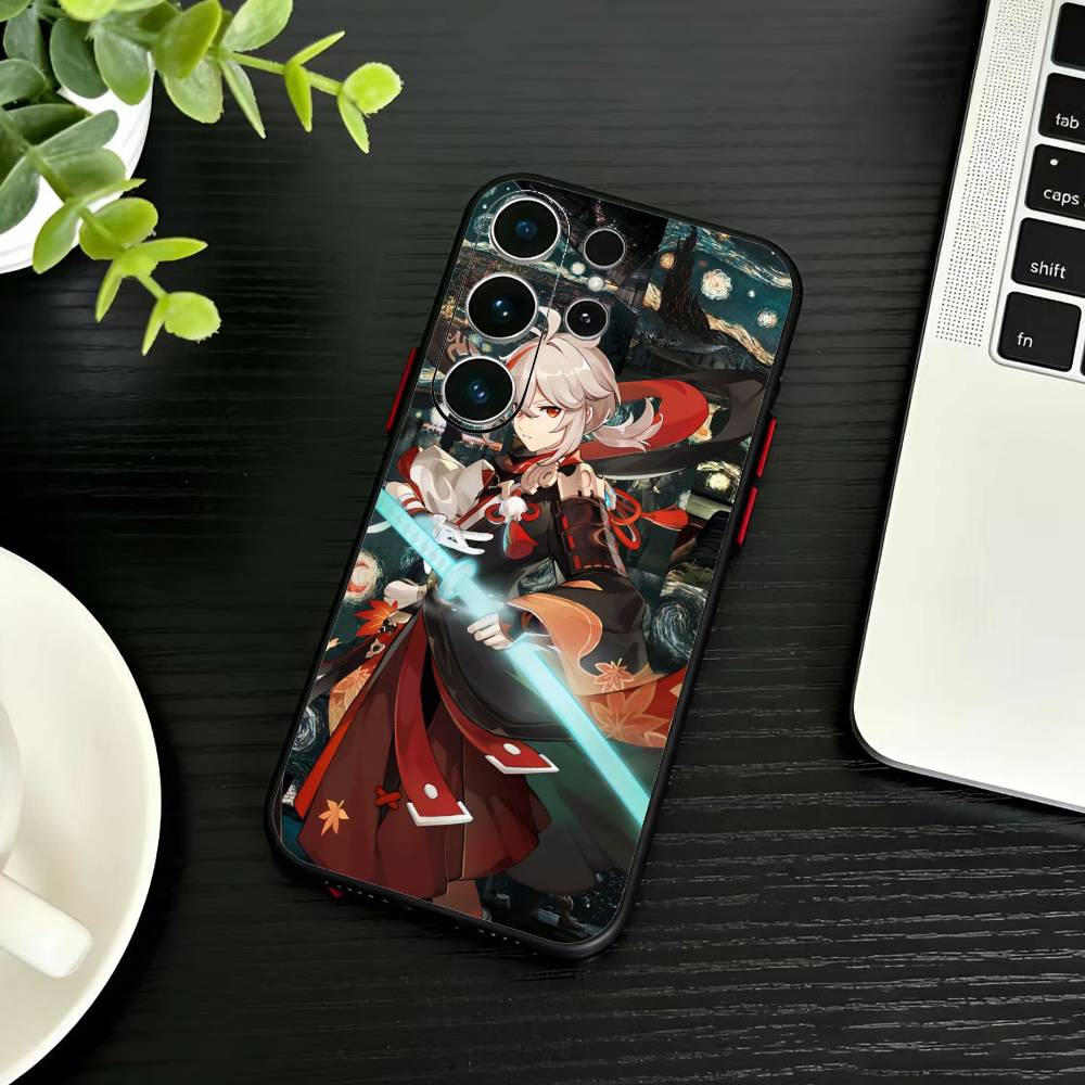 Чехол для телефона Genshin Y-Каэдэхара Кадзуха для Samsung S26, S25, S24, S23, S22, S30, S21, Ultra, Plus, FE 5G, Черный, Мягкий