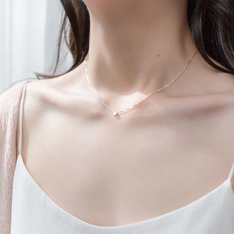 925 Sterling Silver Pentagram Charm Pendant Necklace Simple Clavicle Chain Star Necklace For Women Jewelry Gift S-N592