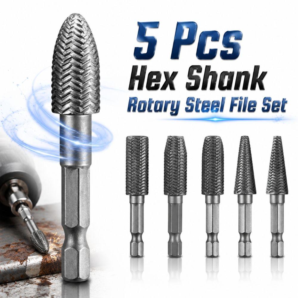 5 Pcs High Hardness Electric Rotary File Heat-resistant Grinding Head  For Drilling, Grinding Etc