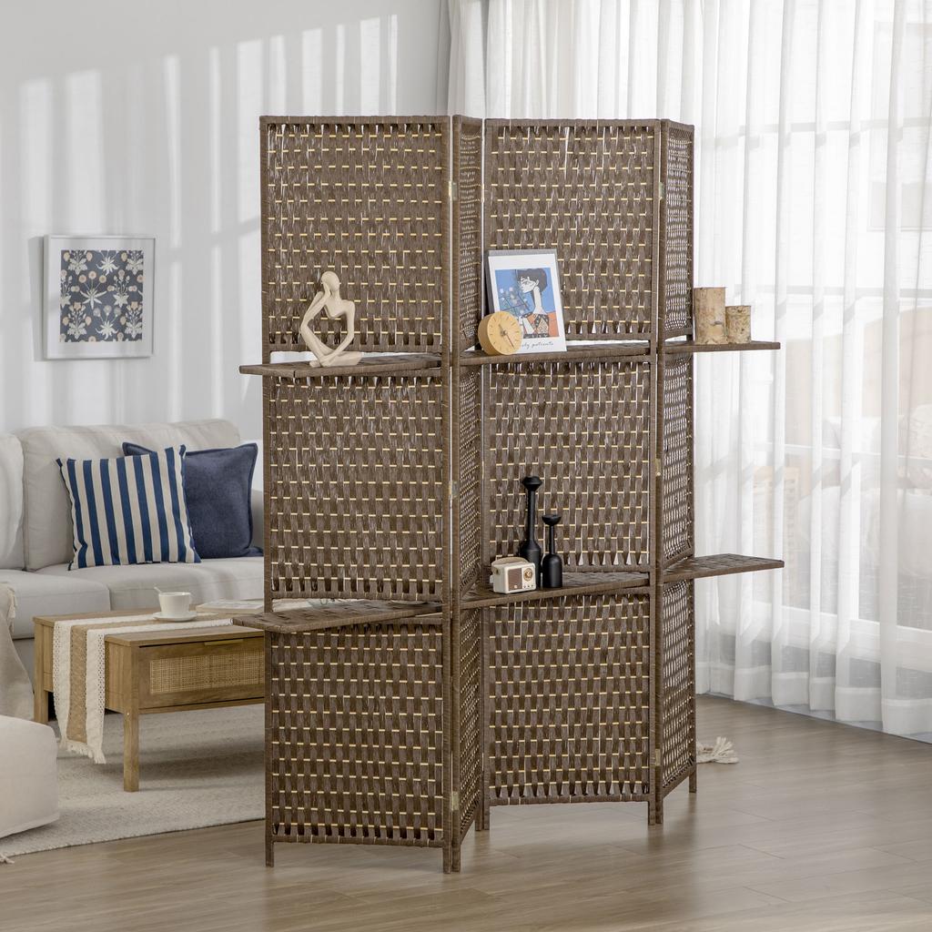 Wave Fibre Freestanding Folding Privacy Screen Panels, Room Divider, Grey