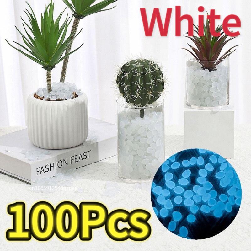 100pcs Luminous Stones Glow in Dark Pebbles Stone Night Sand Stone for Garden Yard Outdoor Path Lawn Fish Tank Aquarium Decor