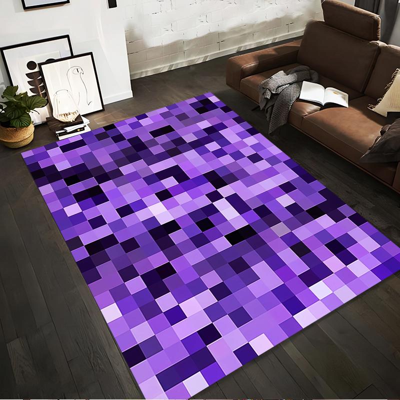 Geometric Purple Pixel Design Area Rug for Modern Home Decor Suitable for use as an anti-slip for living room bedroom sofas