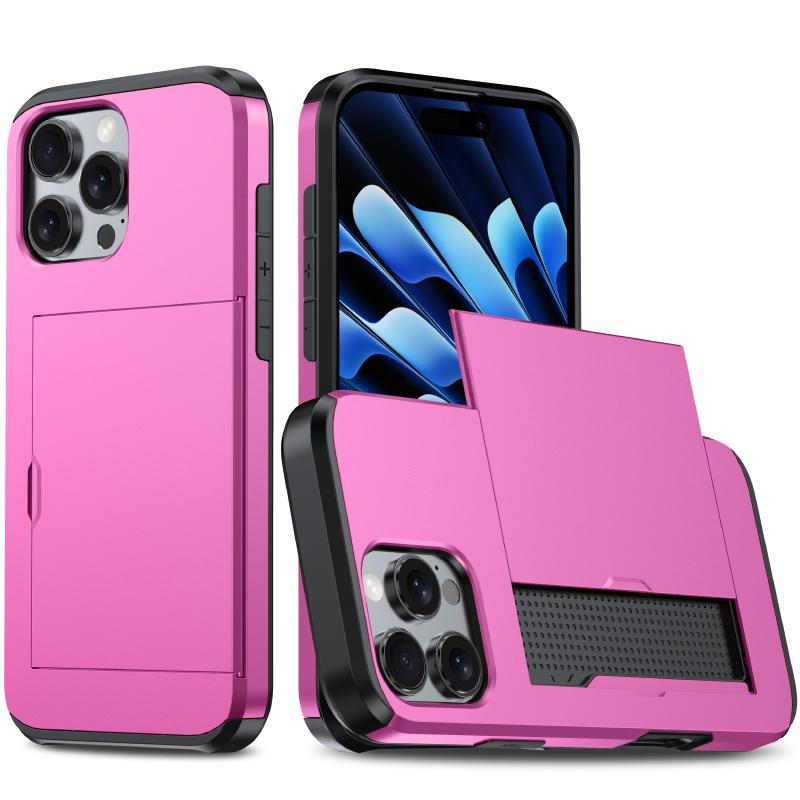 Кошелек Push Pull Слот для карт Роскошный однотонный чехол для телефона для iPhone 16 Pro Max E 14 11 12 13 15 Pro Max Mini Бампер Задняя крышка