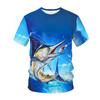 Sea View Sunset Sailfish Lighthouse 3D Print Kids Round Neck Short Sleeve Tee Loose Outdoor Fishing Daily Top
