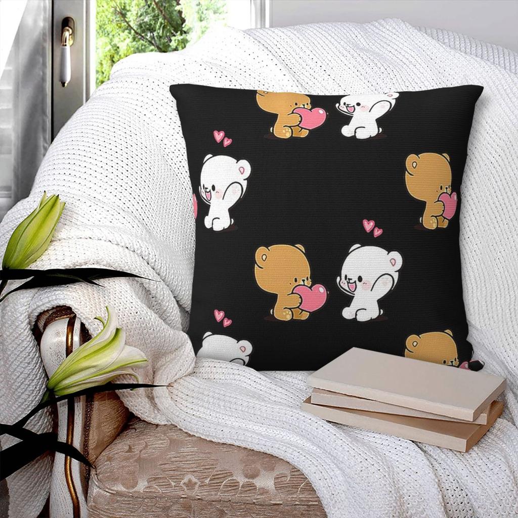 Cute Milk Mocha Square Pillowcase Pillow Cover Polyester Cushion Zip Decorative Comfort Throw Pillow for Home Living Room