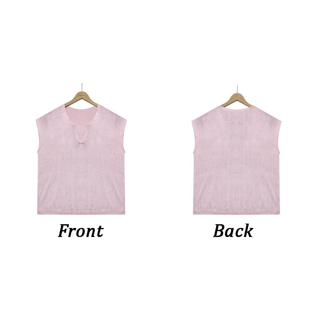 Summer V-neck Solid Color Open Short Sleeve Loose Plus Size Pullover Knit Sweater