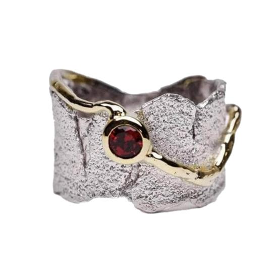 Нерегулярные стразы широкое кольцо для мужчин и женщин красный кубический цирконий кольцо винтажные украшения для нее