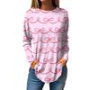 Women's  Loose Casual Bow Printed Round Neck Long Sleeved T Shirt Top Pullover Long Sleeved Sweatshirt
