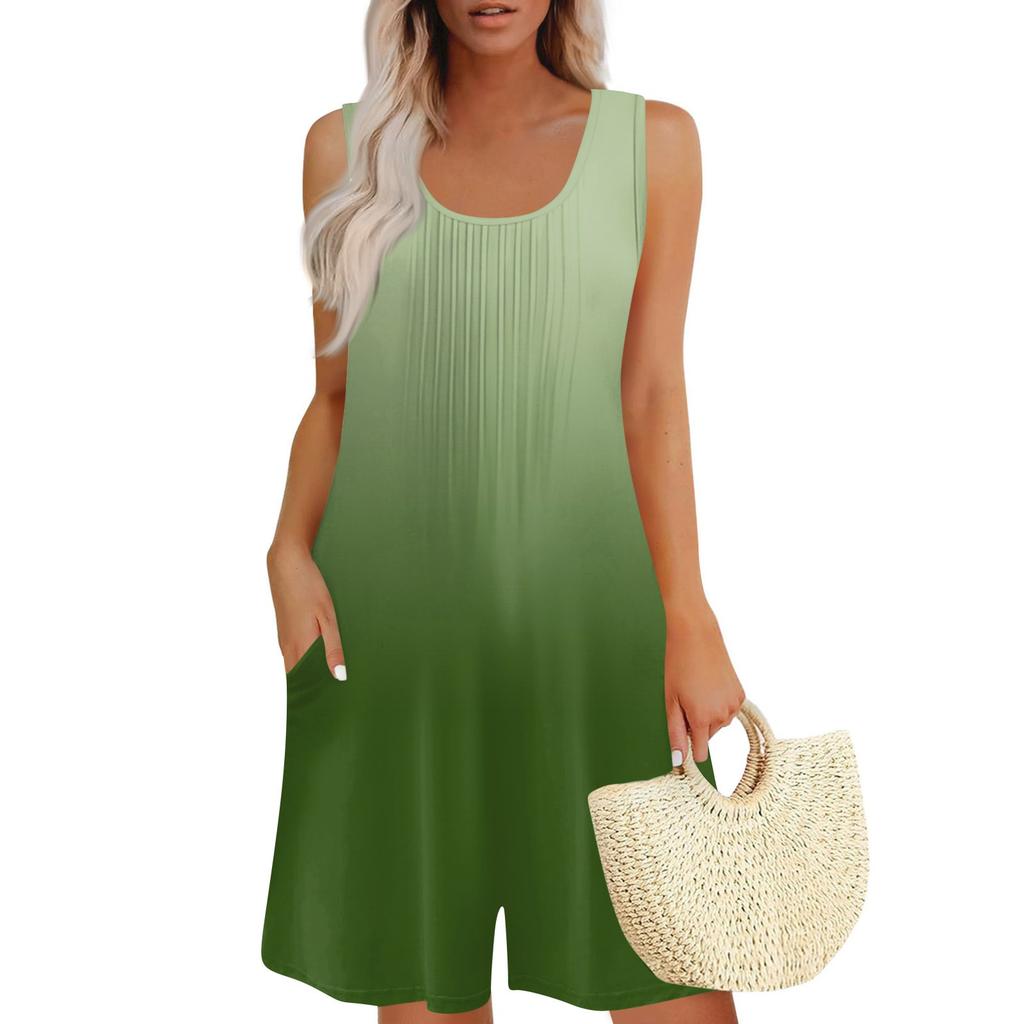 Womens Casual Sleeveless Jumpsuit Tank Top Jumpsuit Shorts Rompers With Pockets