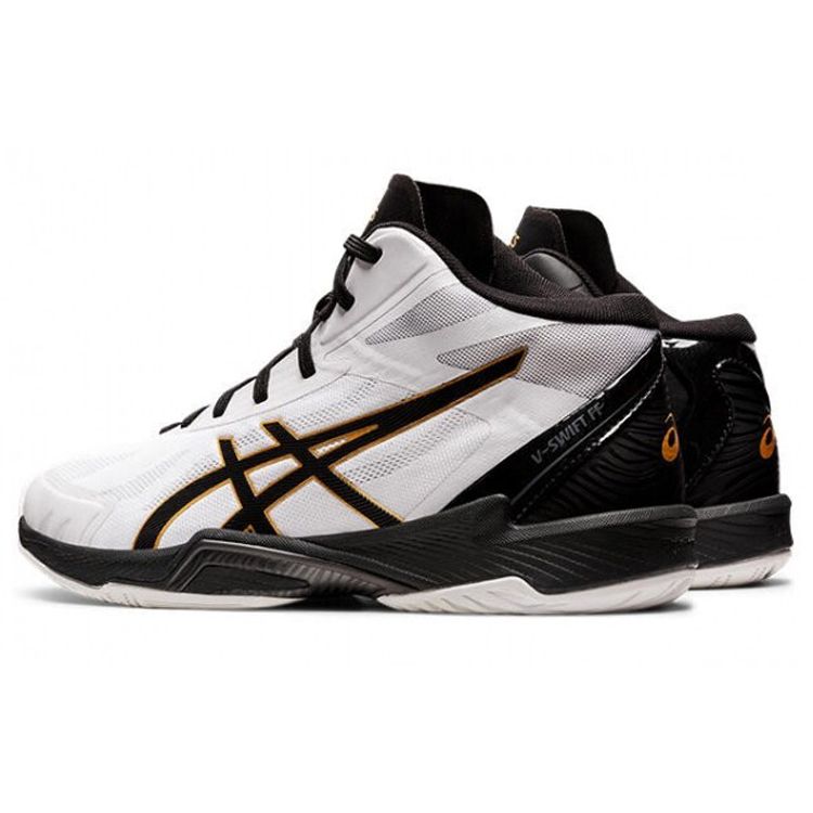 Asics V-Swift FF MT 3 Comfortable Shock Absorption Durable Supportive Mid-Top Volleyball Training Shoes Unisex Sneaker White Black 1053A044-100