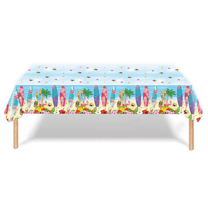 1 шт. Гавайская скатерть одноразовая с рисунком цветов и травы фламинго, летняя пляжная, для украшения празднования дня рождения, товары для вечеринки