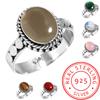 925 Sterling Silver Ring Women Gemstone Handmade Jewelry New Year Gift Malachite Rainbow Moonstone Rose Quartz Red Stone Smoky Topaz Tiger Eye Boho