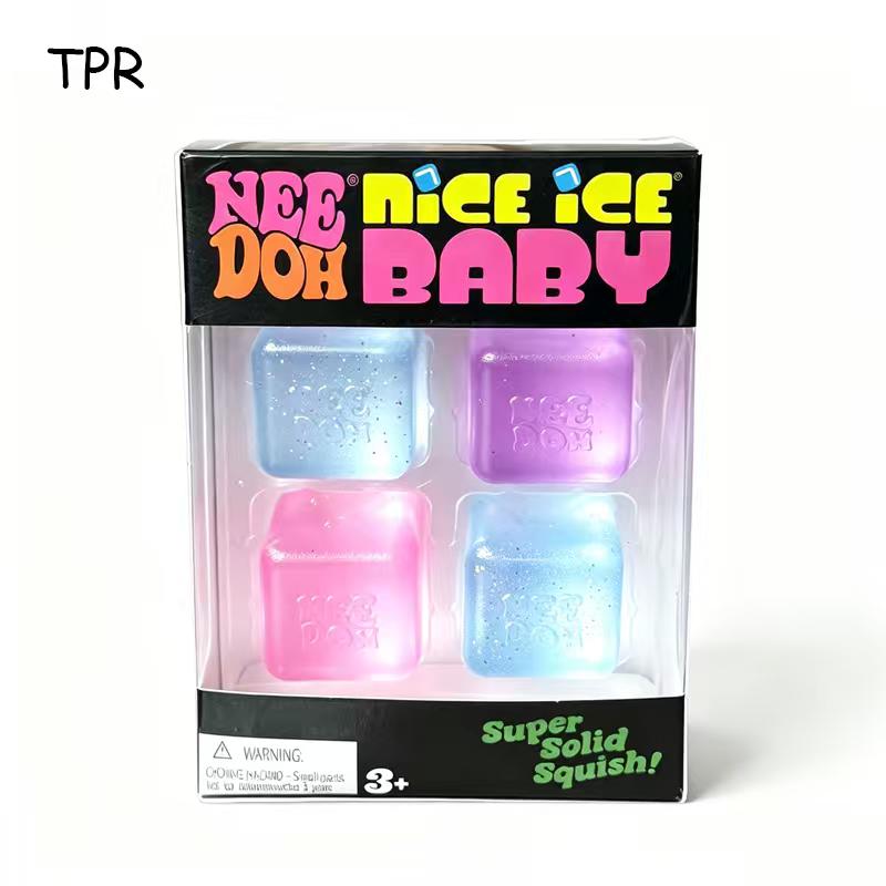 Needoh Nice Ice Мини 4 шт. Кубик Игрушка-Сквиш Прозрачный Блестящий Мягкий Сжимаемый Снятие Стресса Мальтоза TPR Нетоксичный Портативная Игрушка Подарок