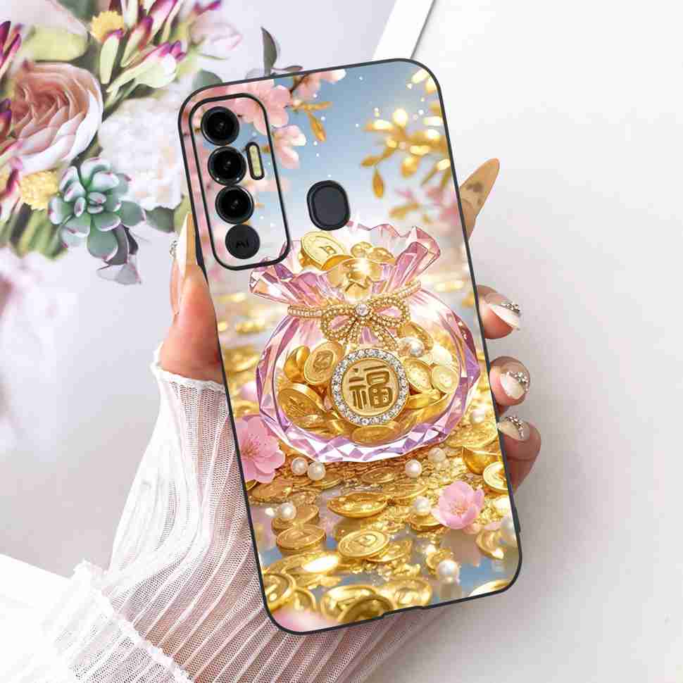 Simple Design Cartoon For Tecno Spark 7P KF7j Case Silicone TPU Black Cover For Tecno Spark7P 7p 6.8" Bumper Phone Cases Fundas