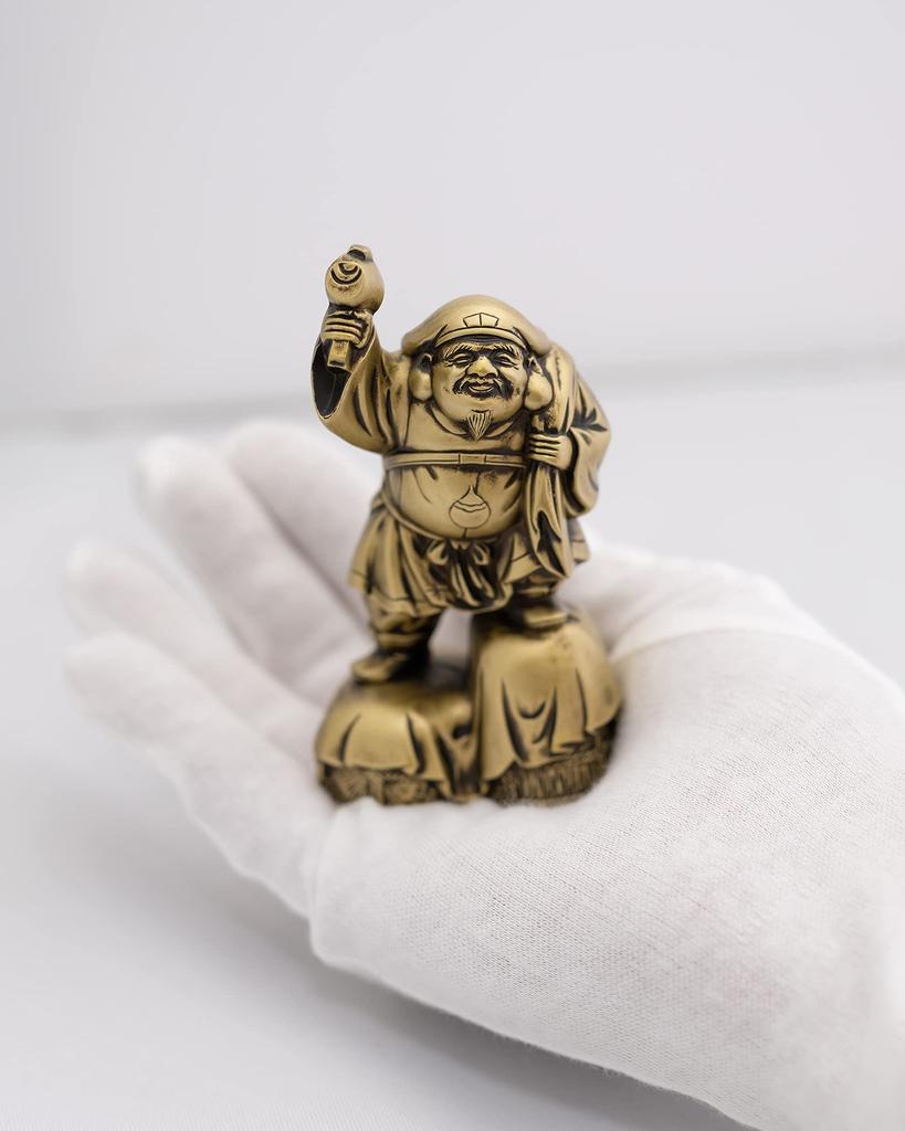 Seven Lucky Gods of Good Luck Daikokuten Silky Gold Buddhist Hideun Makita Buddha Statue Ornament Takaoka Copperware Sculptor Prototype_Kobiki