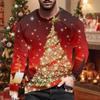 2024 Christmas Tree Pattern Men's Street Long Sleeve T-shirt Spring and Autumn 3D Printing Fashion Loose Men's Casual Tops