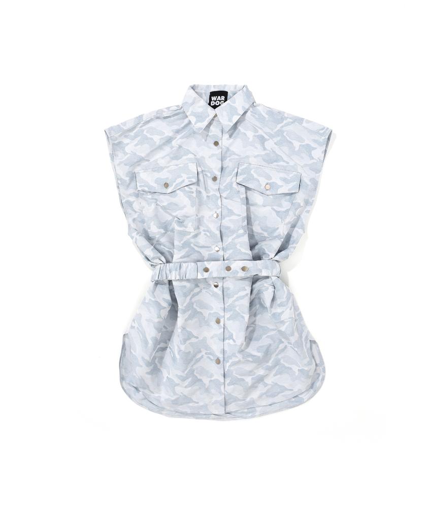 Wordog Camouflage Shirt Dress Pastel Blue
