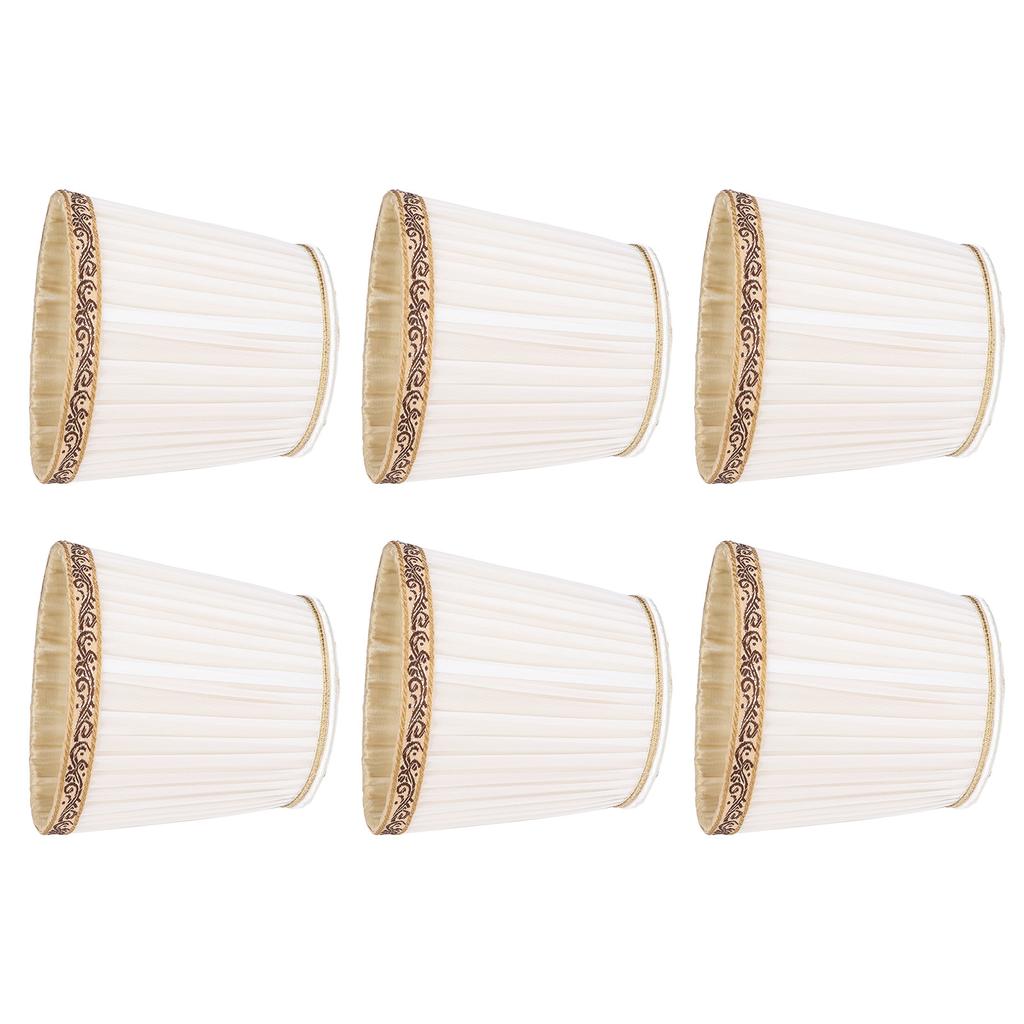 6 шт. тканевый сетчатый абажур на клипсе бежевый золотой край стиль для люстры E14 потолок