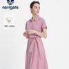 Navigare Striped Cotton Short Sleeve Midi Dress