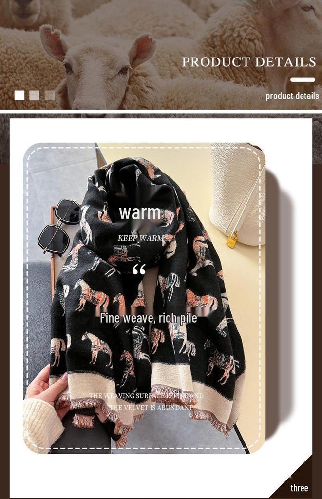 European Style Faux Cashmere Double-Sided Neck Warmer Scarf - Autumn/Winter Versatile, Warm, Cold-Proof, Windproof Shawl