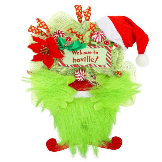 Christmas Pendant Vibrant Color Create Atmosphere with Hanging Rope Festive Plush Burlap Wreath Home Christmas Decoration