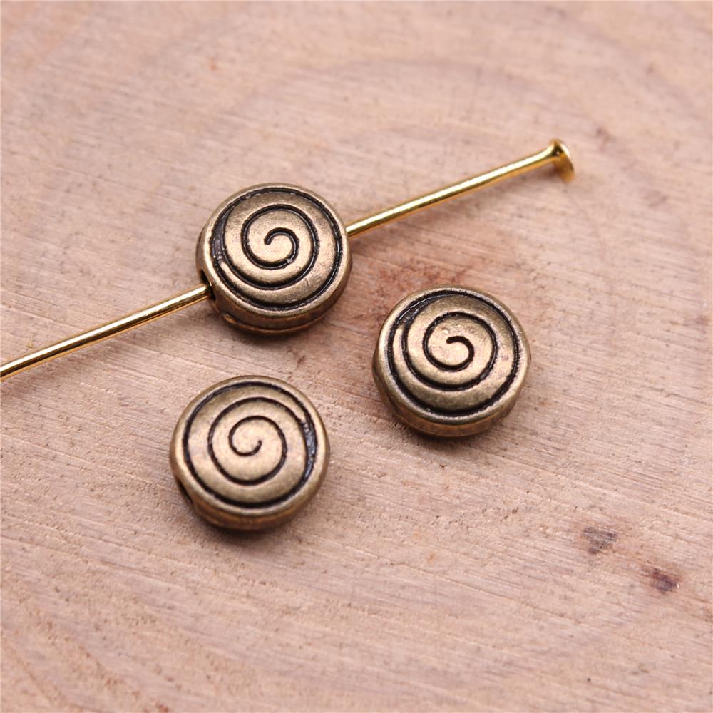 10 шт., бусины-водовороты, бусины с маленькими отверстиями, проставки, бусины, кулон, ювелирные изделия, античная бронза, цвет 8X8X4 мм