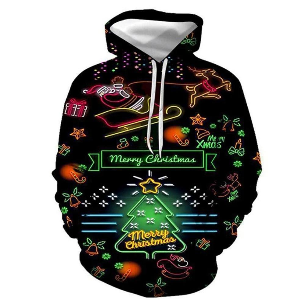Рождественская мужская толстовка с капюшоном, 3D-принт, с длинным рукавом, толстовка с капюшоном, праздничный стиль осень/зима, повседневная, оверсайз, мужская толстовка-топ