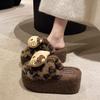 2025 New Thick-soled Heightened Velvet Boken Shoes Big Head One Pedal Small Head Cotton Slippers Women